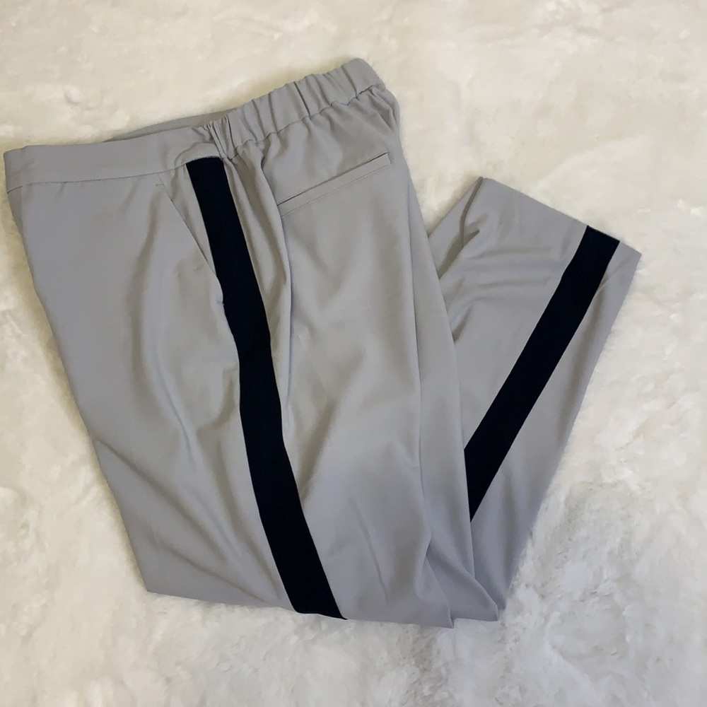 Banana Republic Light Gray Pants with Black Side Stripe